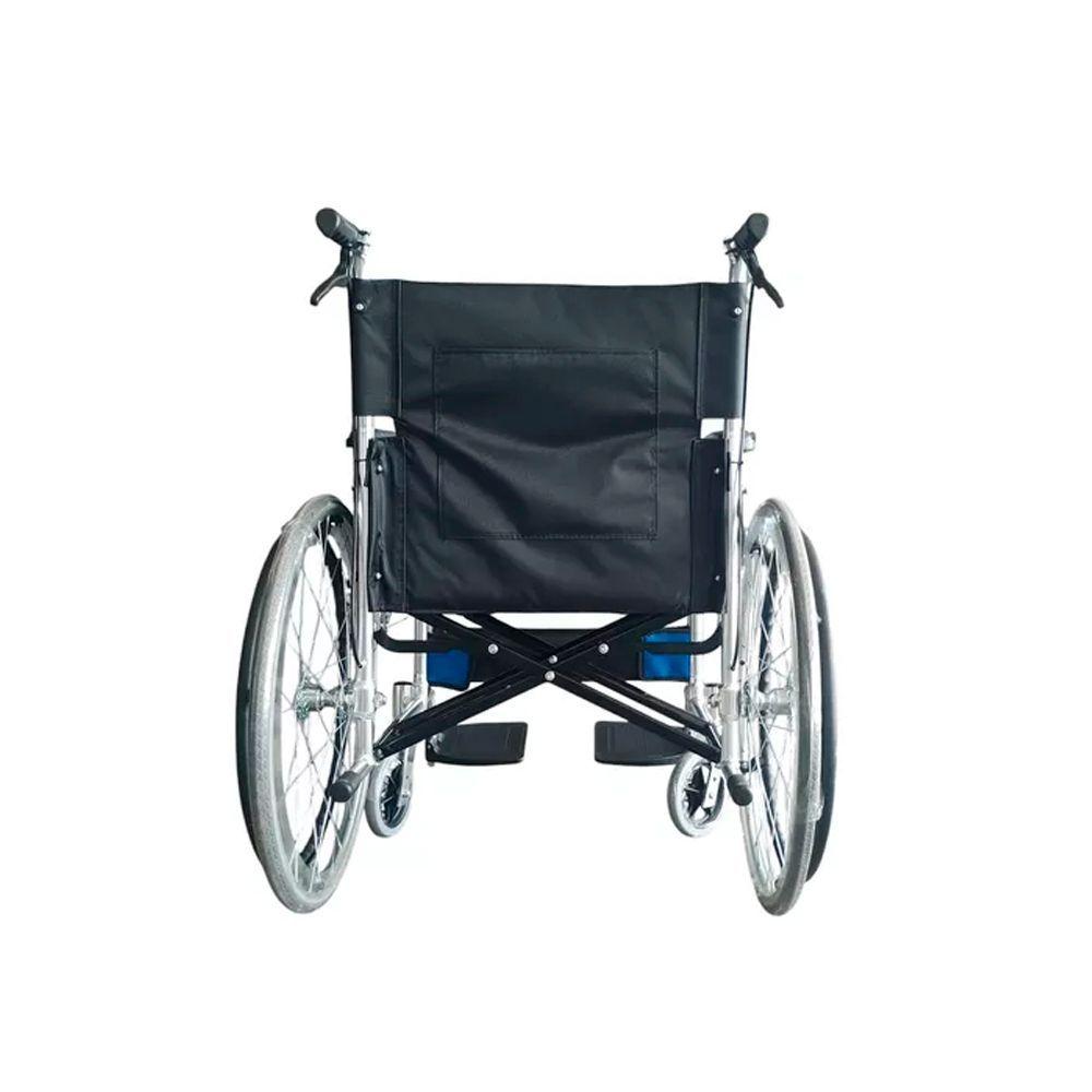 Silla De Ruedas Cromada Aluminio Plegable Doble Freno Con Cinturón-2