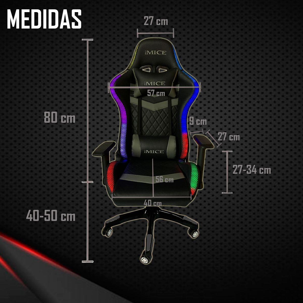 Silla Gamer Profesional Imice Retroiluminada Rgb + Control Rojo-1