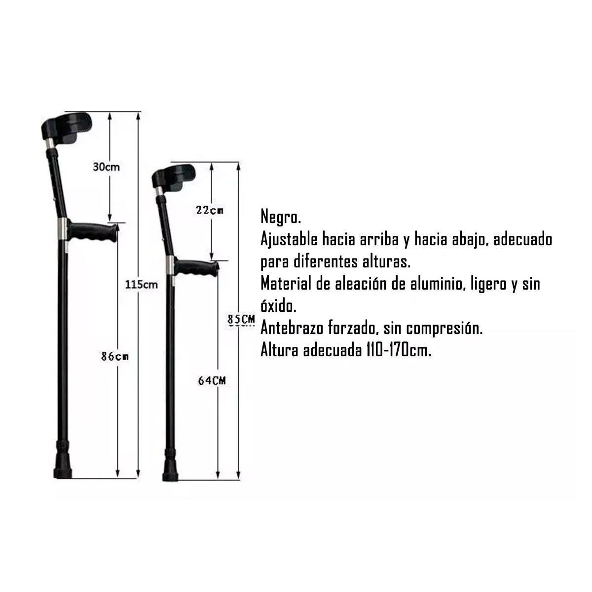 2 Bastón Codera Fija Canadiense Altura Ajustable Negro-4