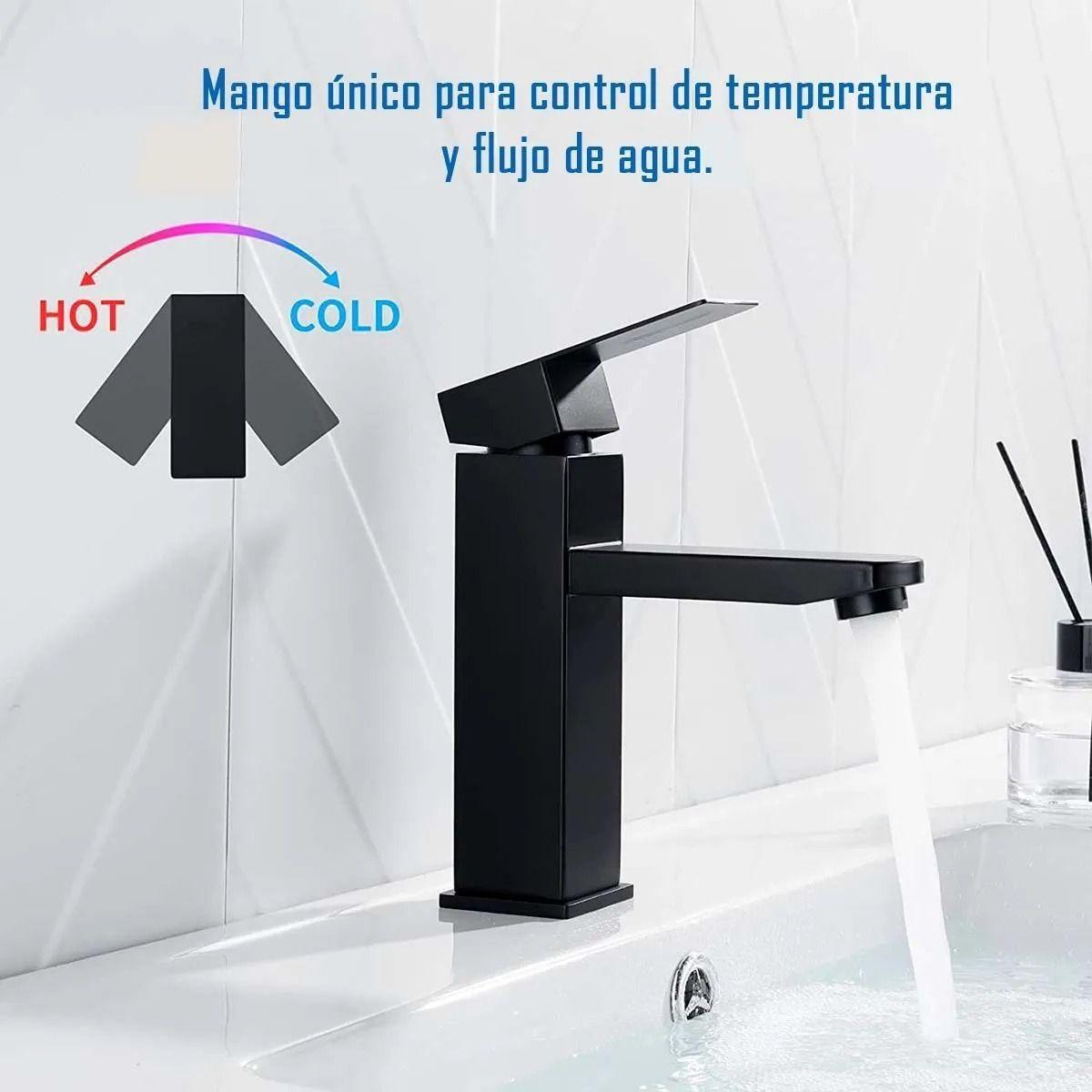 Llave Grifería Lavamanos Para Baño Diseño Cuadrado Mate Tap18-3