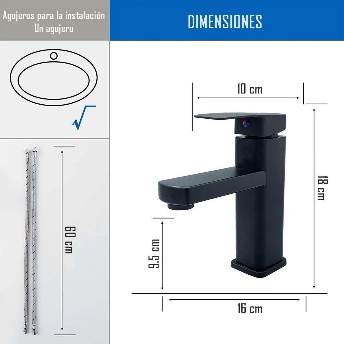 Llave Grifería Lavamanos Para Baño Diseño Cuadrado Mate Tap18-4