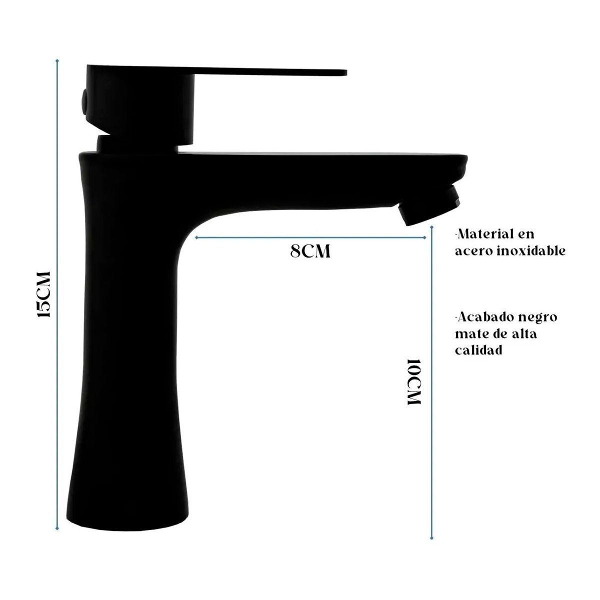 Llave Grifería Lavamanos Simple Para Baño Negro Mate Tap05-3