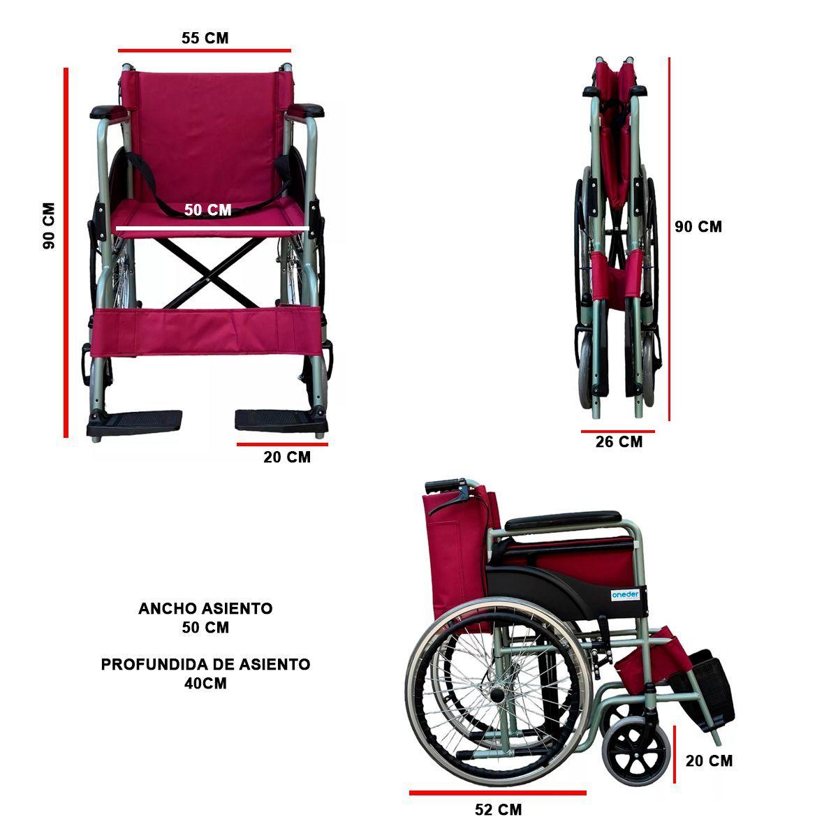 Silla De Ruedas, Ruedas Macizas, Plegable Doble Freno Oneder-5