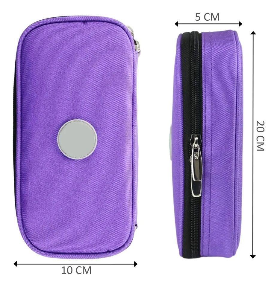 Bolso Estuche Para Viaje Porta Para Insulina Portátil Tela Morado-2