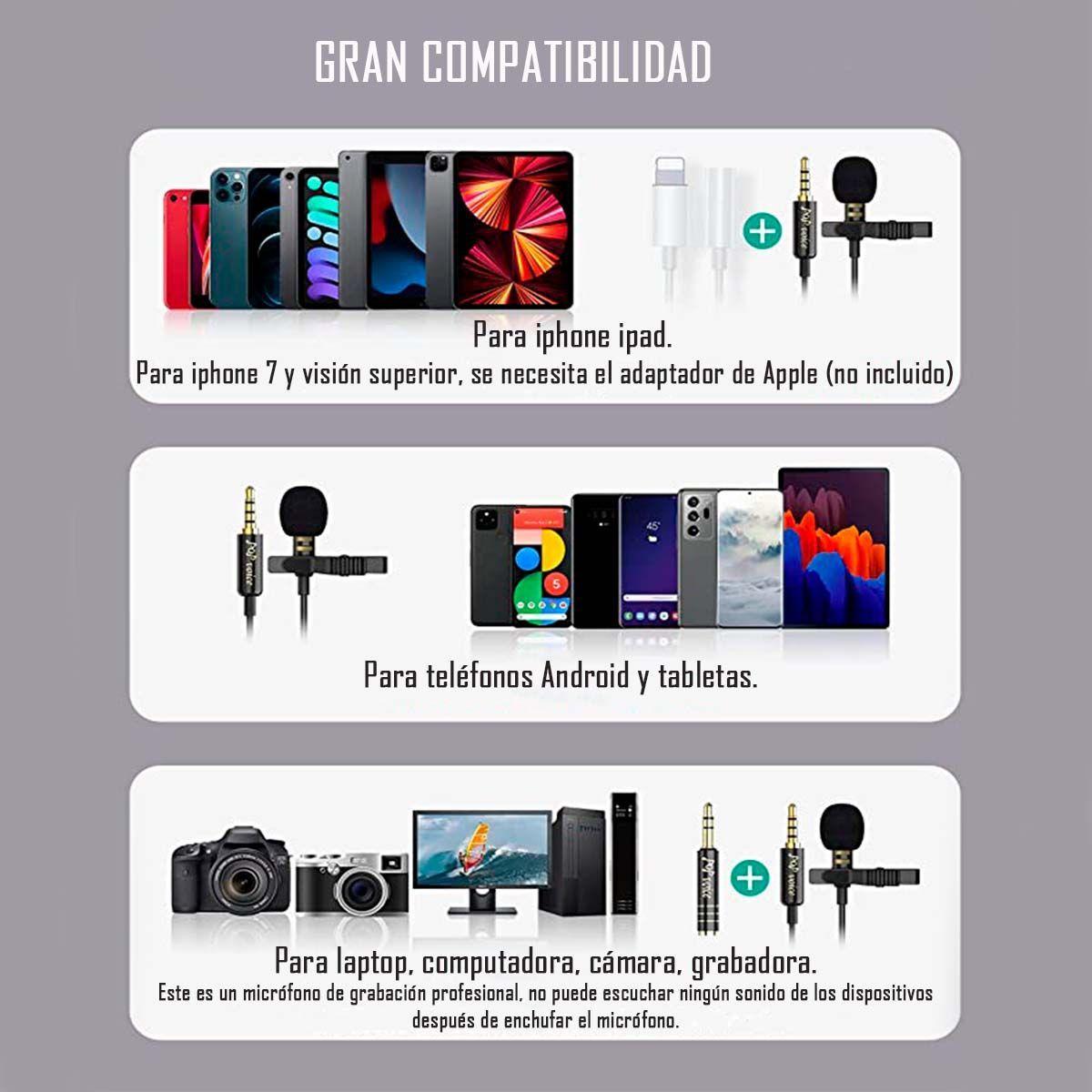 Micrófono Lavalier Clip Solapa Omnidireccional Para Telefono-3