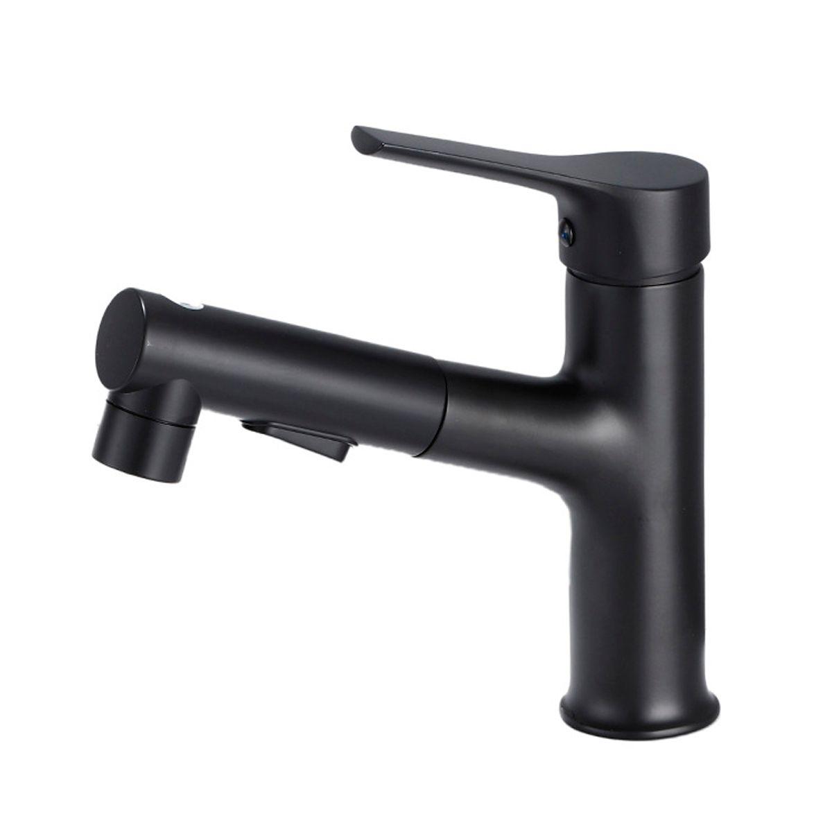 Llave Grifería Lavamanos Y Lavaplatos Extensible Negro Mate-0