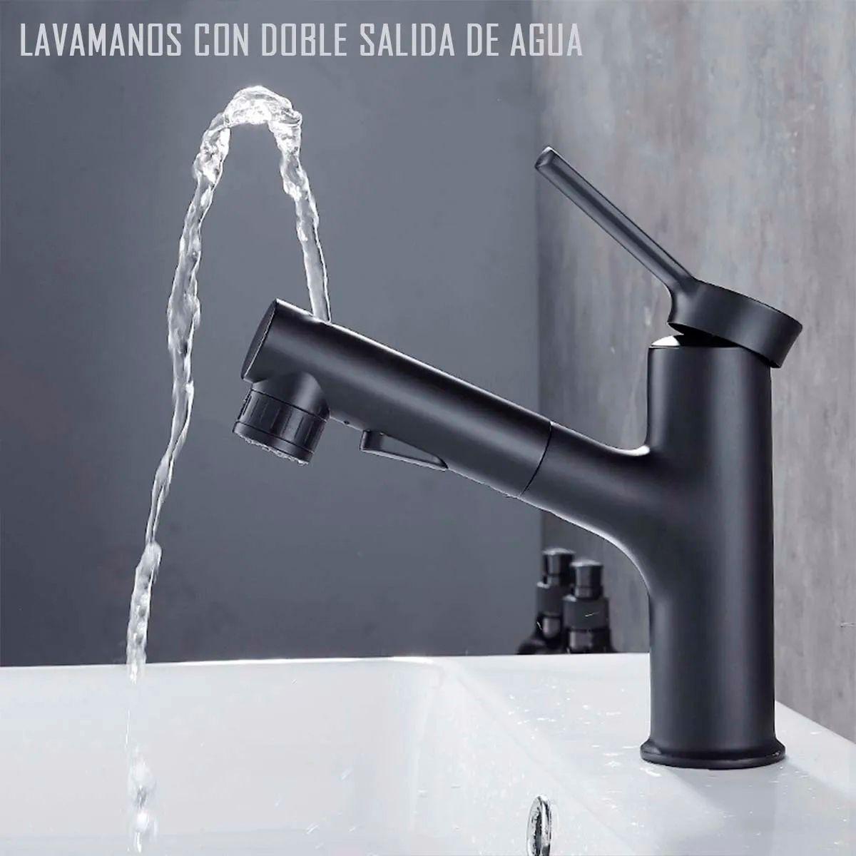 Llave Grifería Lavamanos Y Lavaplatos Extensible Negro Mate-1