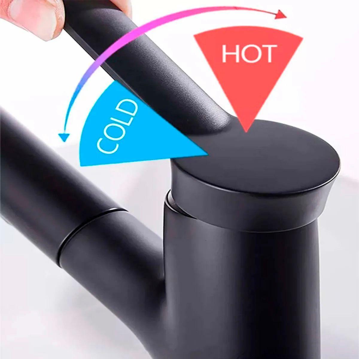 Llave Grifería Lavamanos Y Lavaplatos Extensible Negro Mate-4