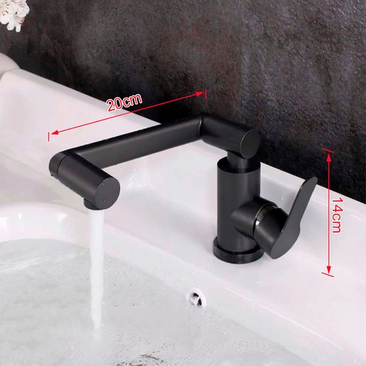 Llave Grifería Lavamanos Monomando Cuellos Giratorios Negro Tap20-2