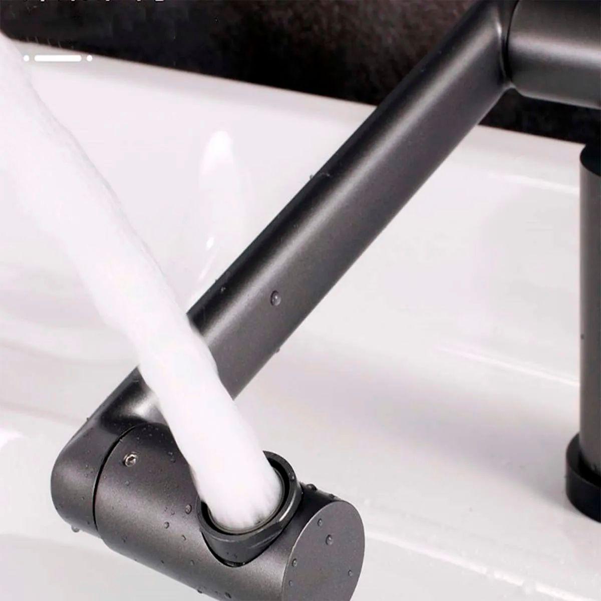 Llave Grifería Lavamanos Monomando Cuellos Giratorios Negro Tap20-3