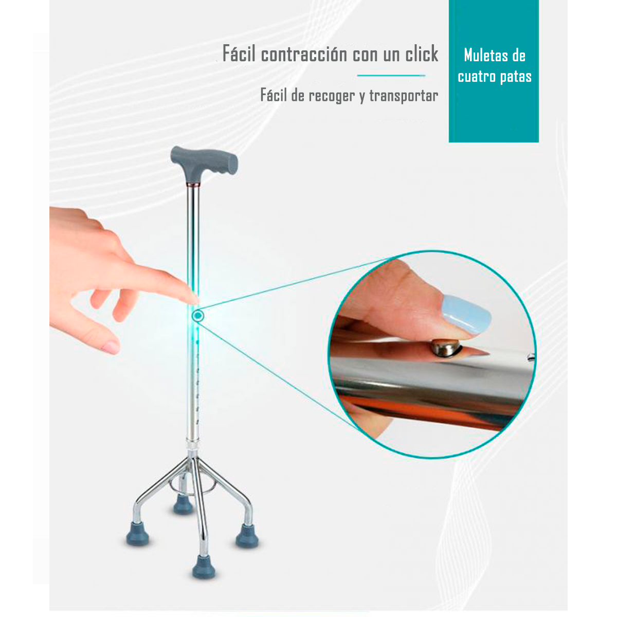 Baston Cuadruple Adulto Mayor Tercera Edad 4 Apoyos-2