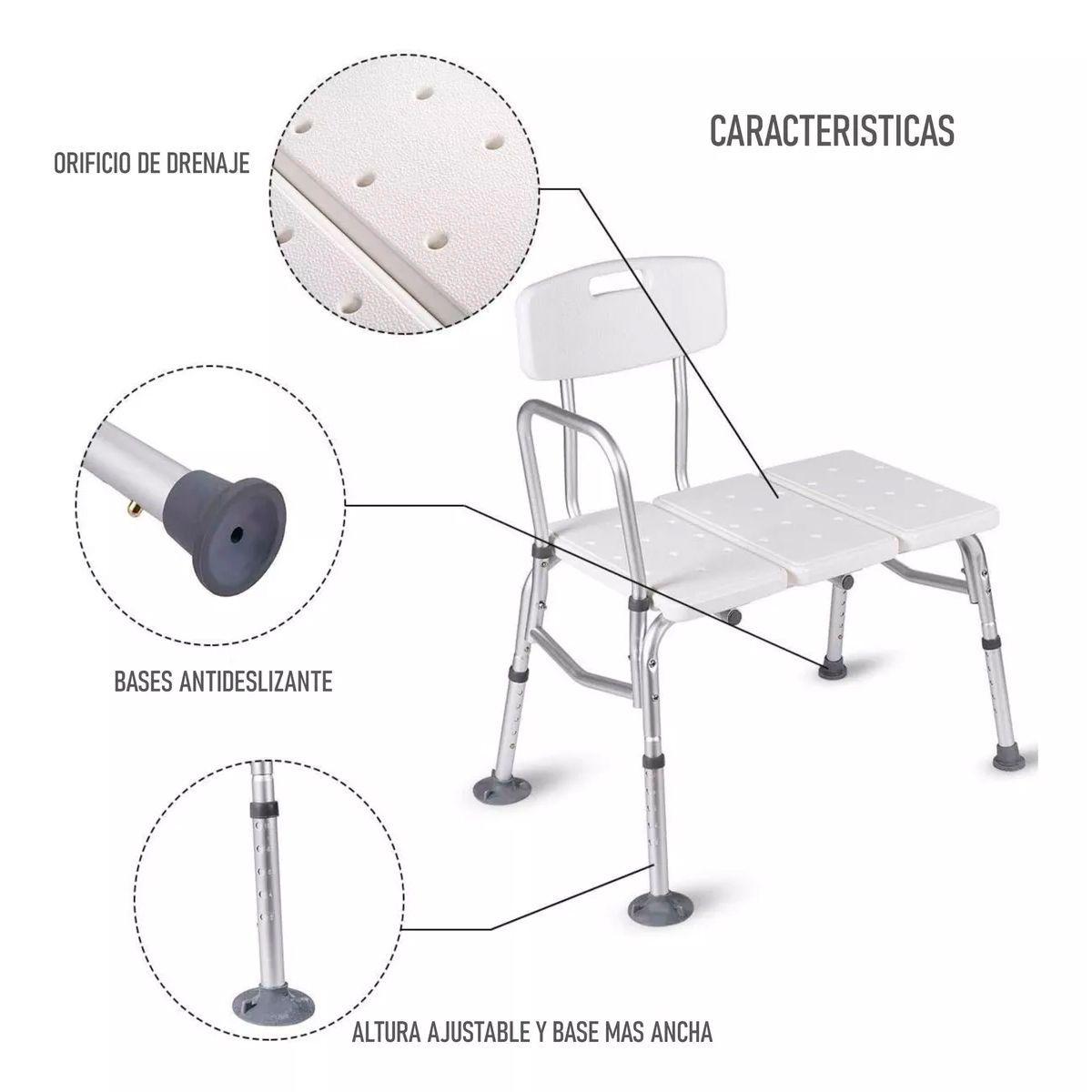 Silla De Ducha Transferencia Baño Aluminio Tina O Bañera 502B-4