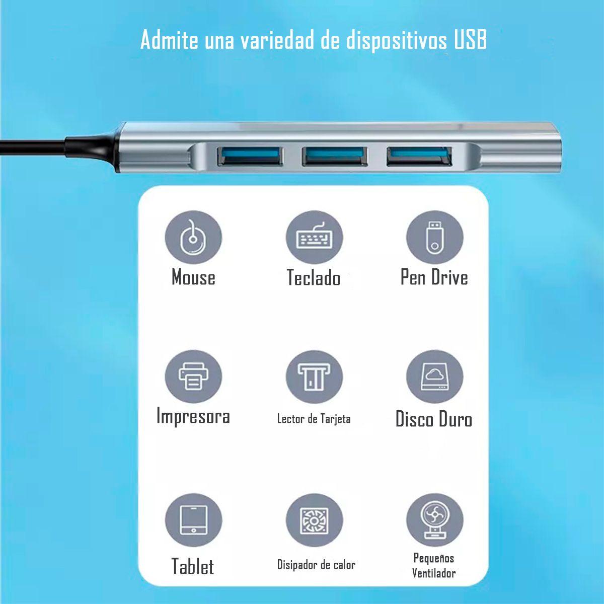Adaptador Hub Yesido Hb18 4 En 1 De Usb A Usb-4