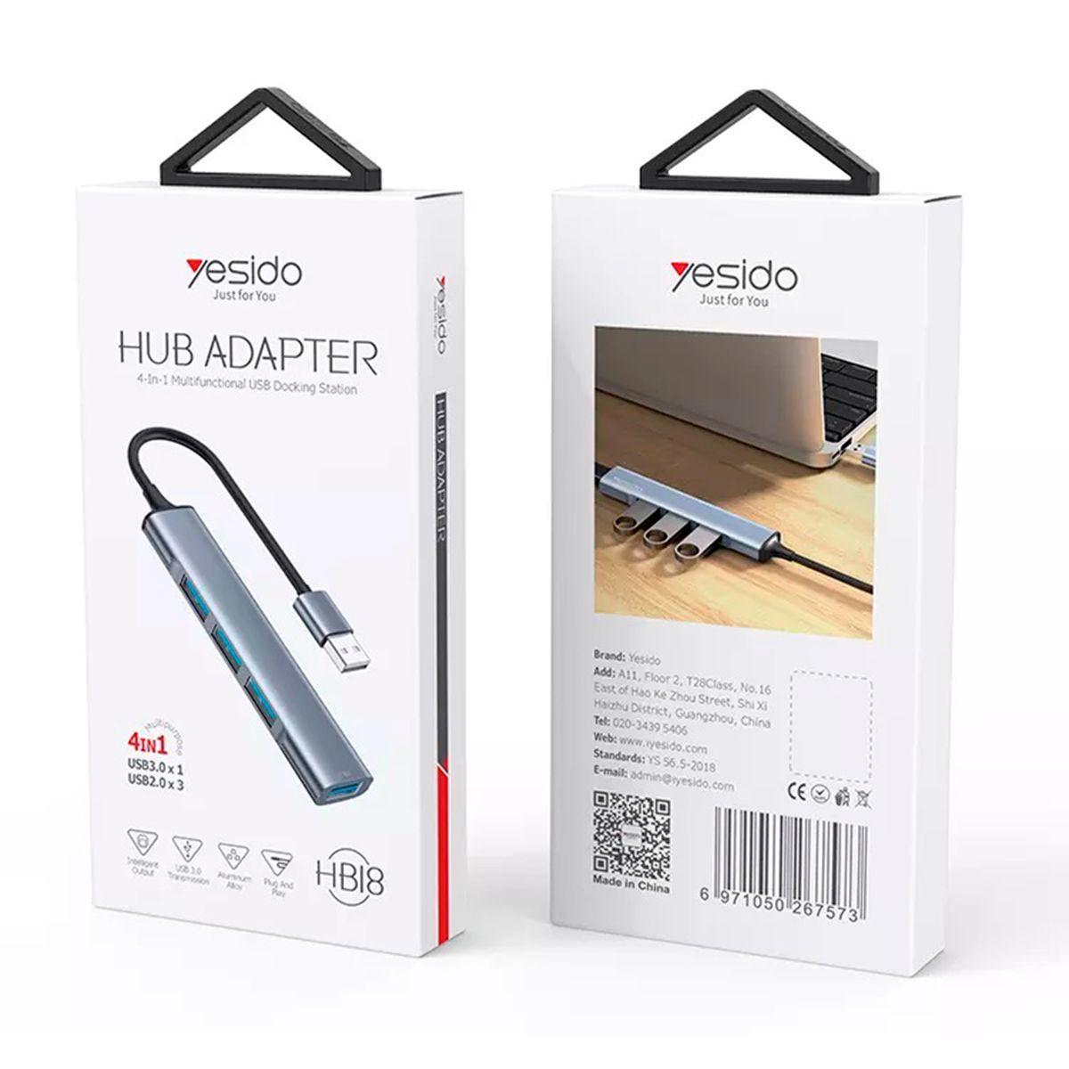 Adaptador Hub Yesido Hb18 4 En 1 De Usb A Usb-5