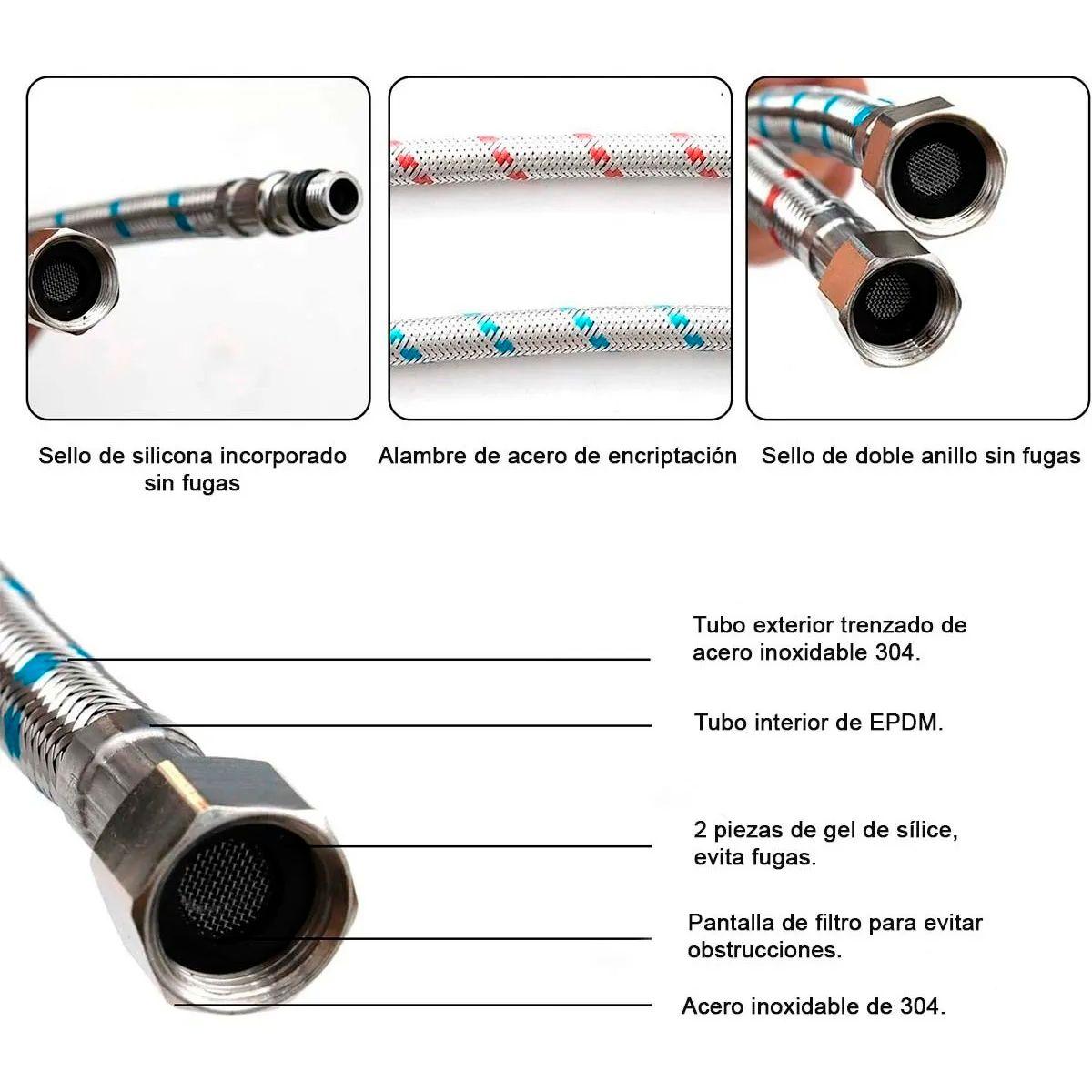 Par De Mangueras Retráctil Flexible Griferías De 1/2 - 60cm-1