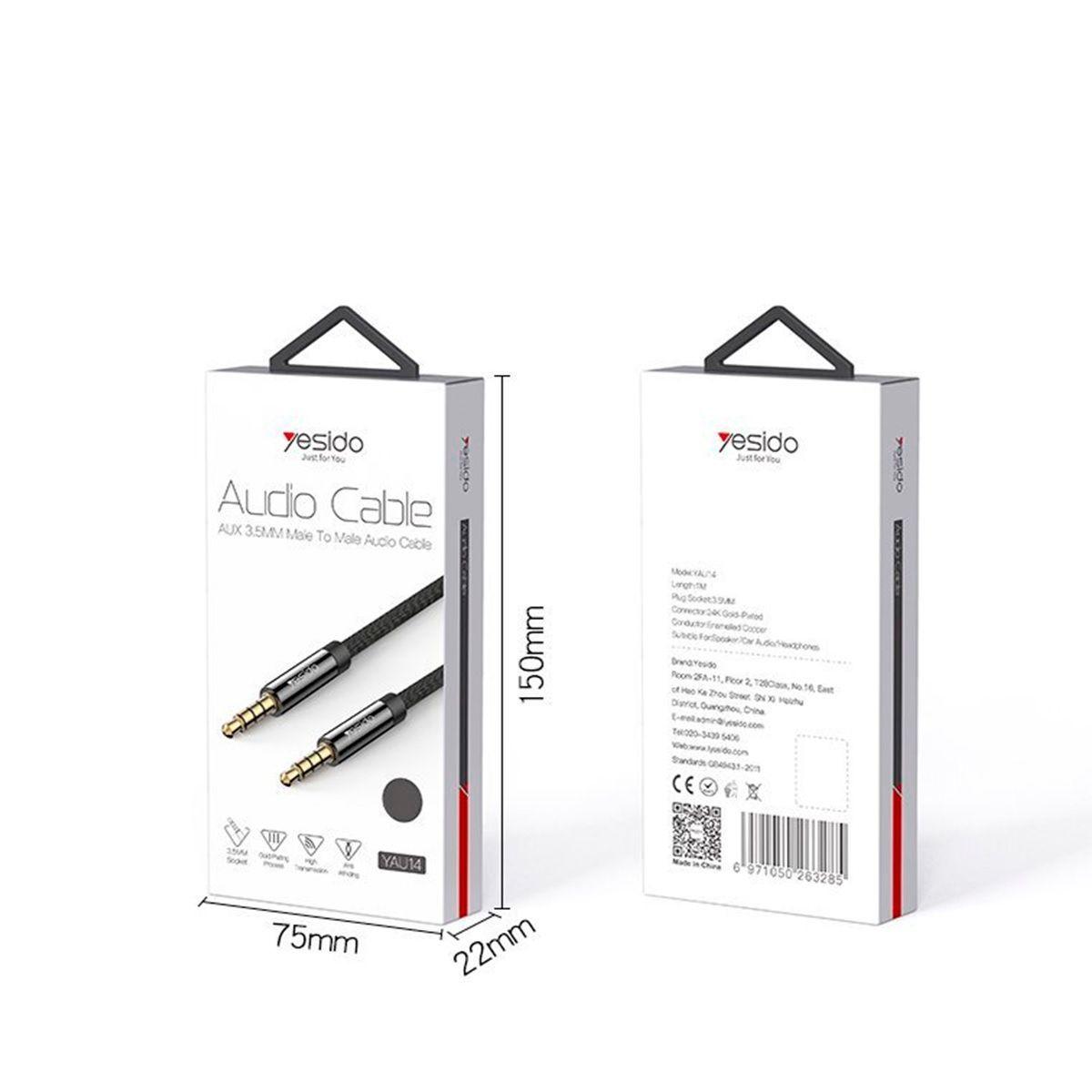 Cable Auxiliar de 2m para Audio 3.5mm Yesido YAU15-2