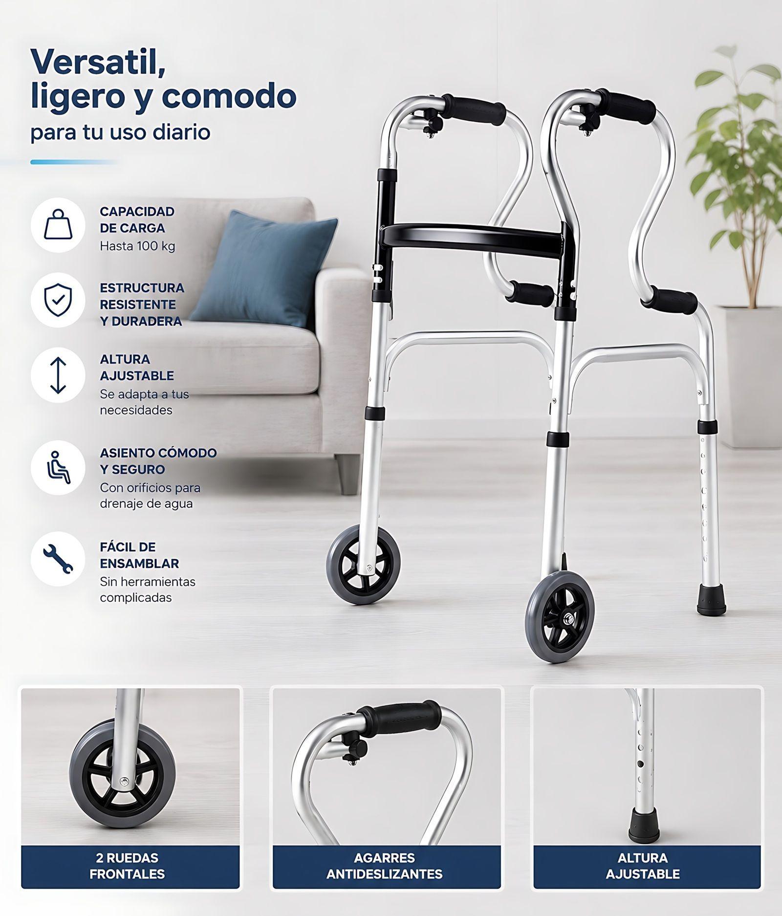 Andador Burrito Silla De Ducha Plegable 3 En 1 Portatil 804E-4