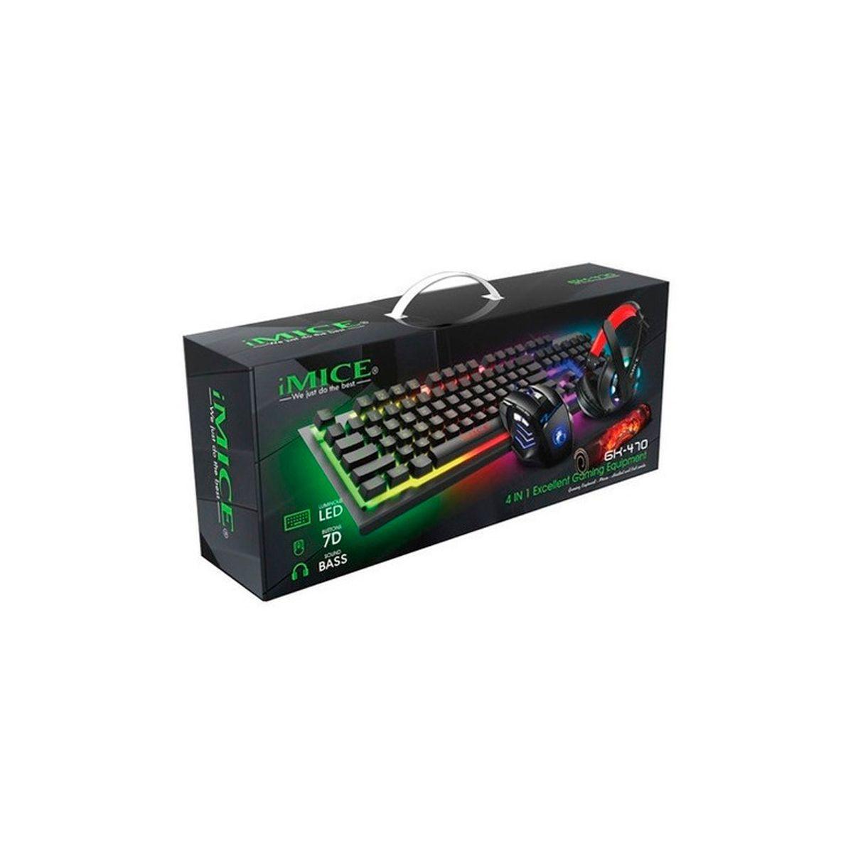 Kit Gamer Imice 4 En 1 Gk-470 Teclado Mouse Audífonos Y Pad-0