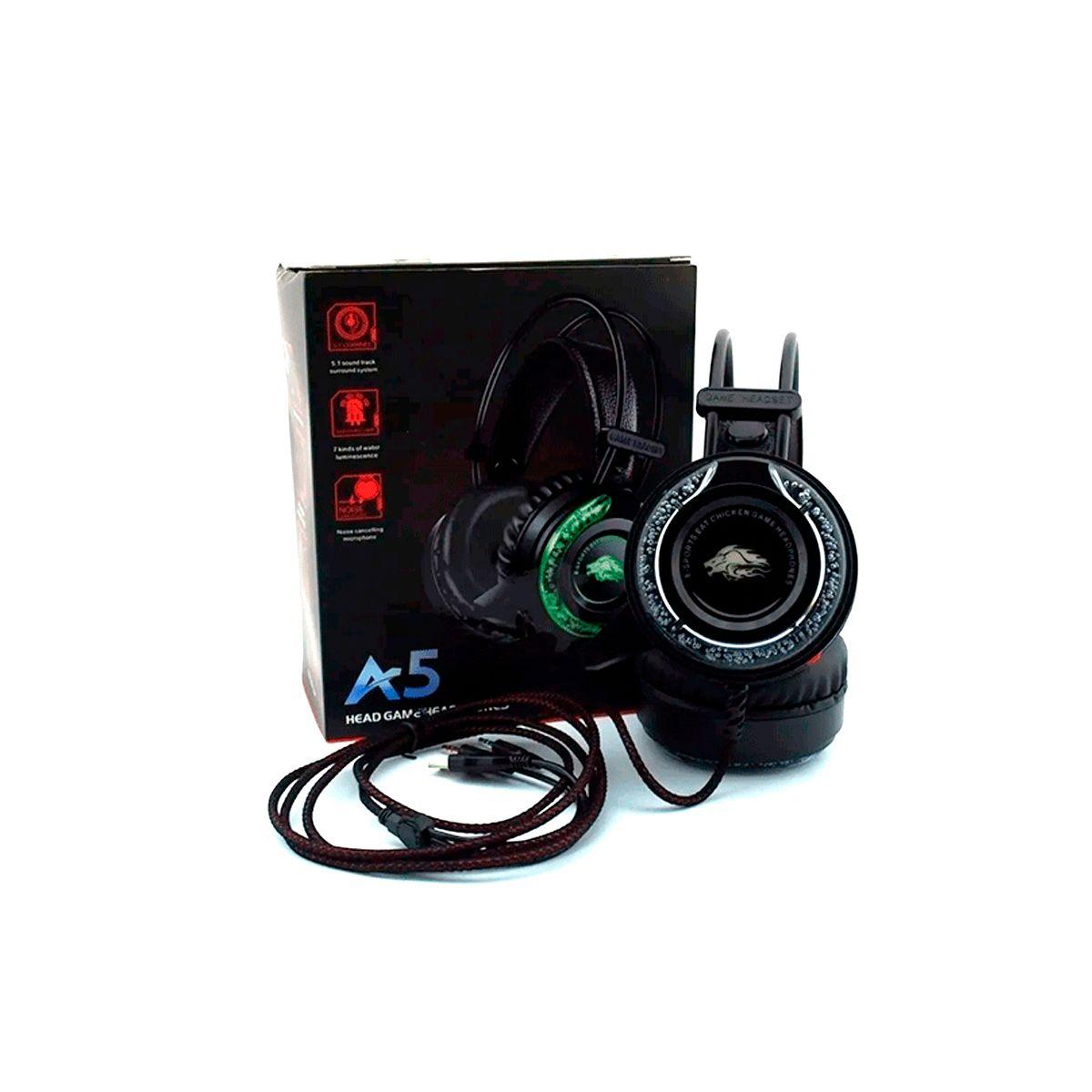 Audífonos Headset Gamer A5 Pc Retroiluminado-3