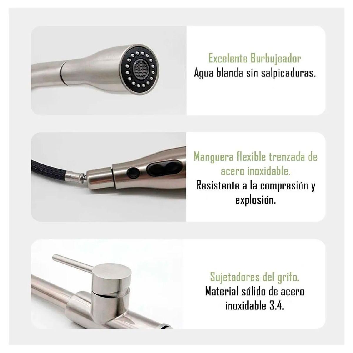 Llave Grifería Lavaplatos Monomando Cuello Extraíble Tap04-3