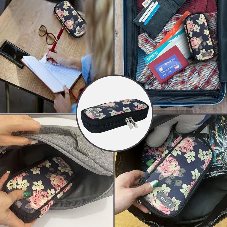 Bolso Estuche Portatil De Viaje Insulina Cooler Refrigerante Flores Rojas-4