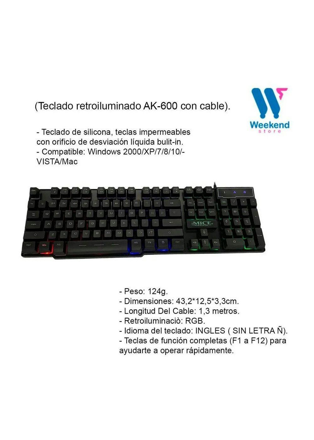 Pack Imice Gamer Teclado Ak600 + Mouse X6 3200 + Mousepad S-3