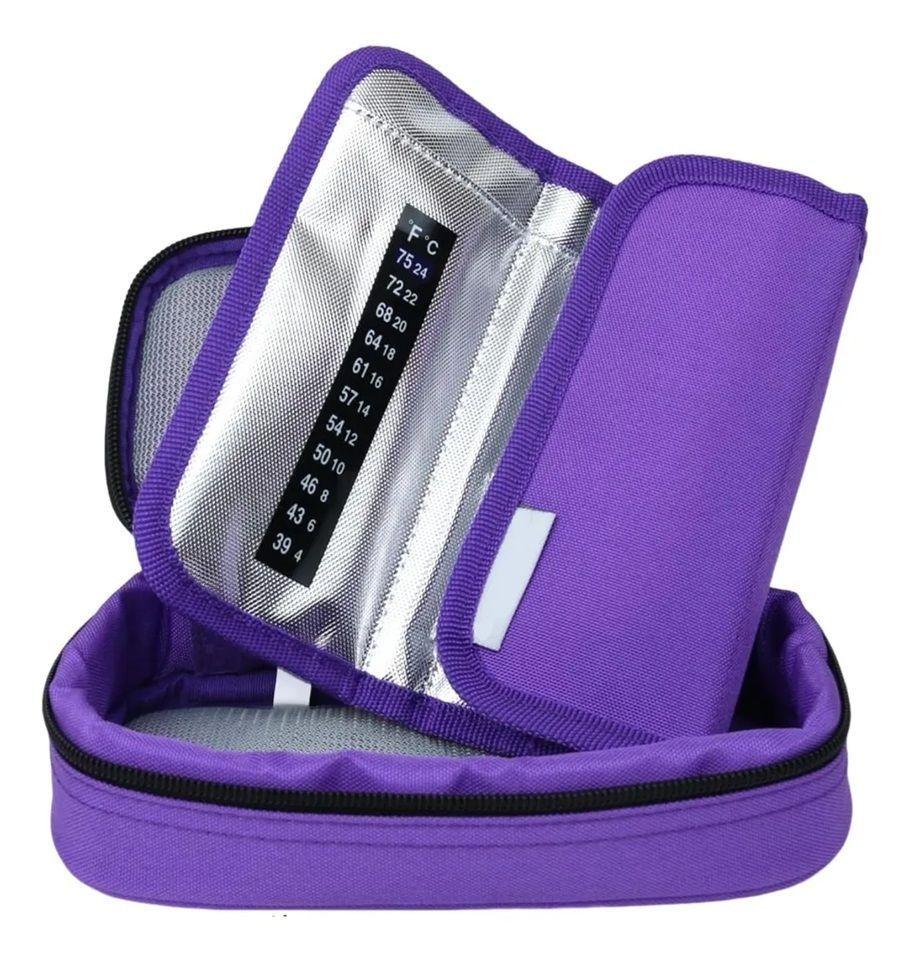 olso Estuche Porta Insulina Refrigerante Portátil De Viaje Tela Morado-2