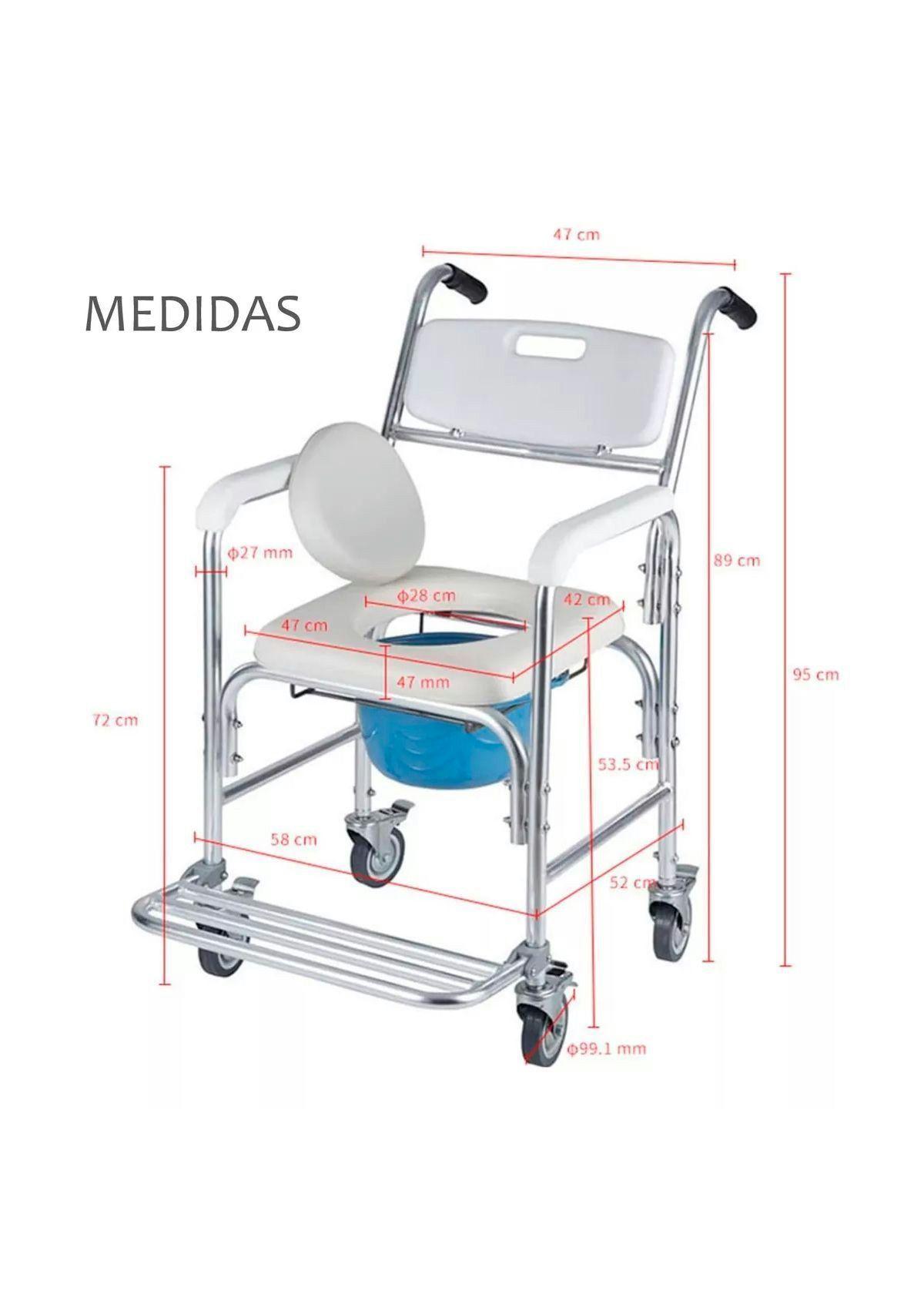 Baño Wc Inodoro Aluminio Con Ruedas Reposapies 7002B-2