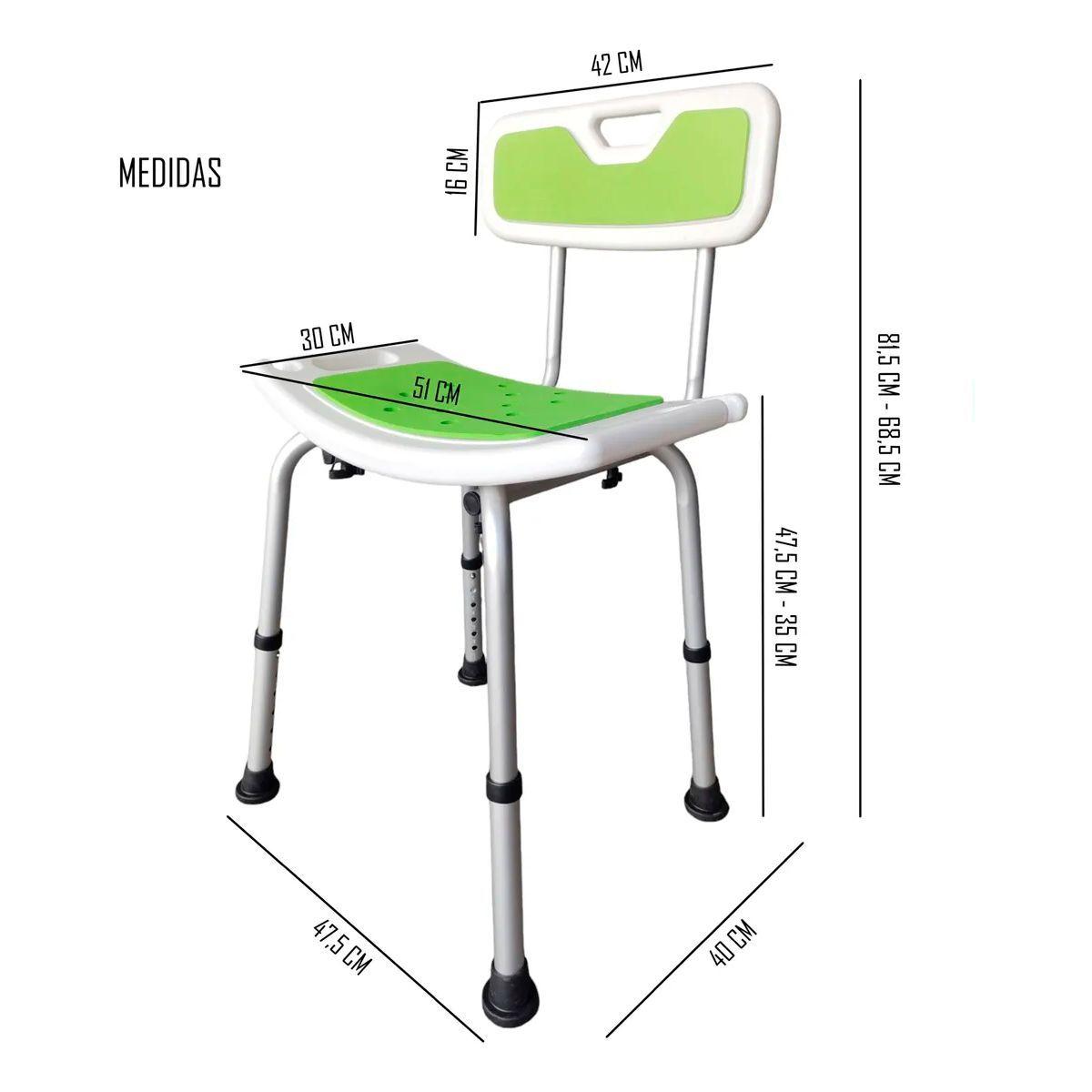 Silla De Ducha Para Baño Portatil Aluminio Altura Ajustable-5