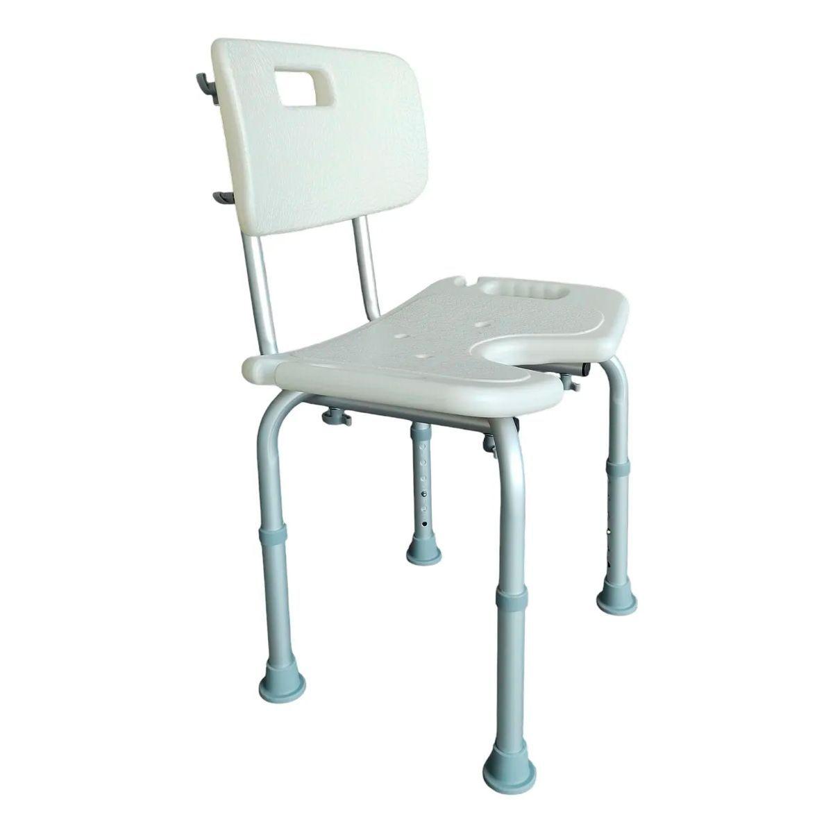 Silla De Ducha Portatil Baño Con Rebaje Respaldo Aluminio-3