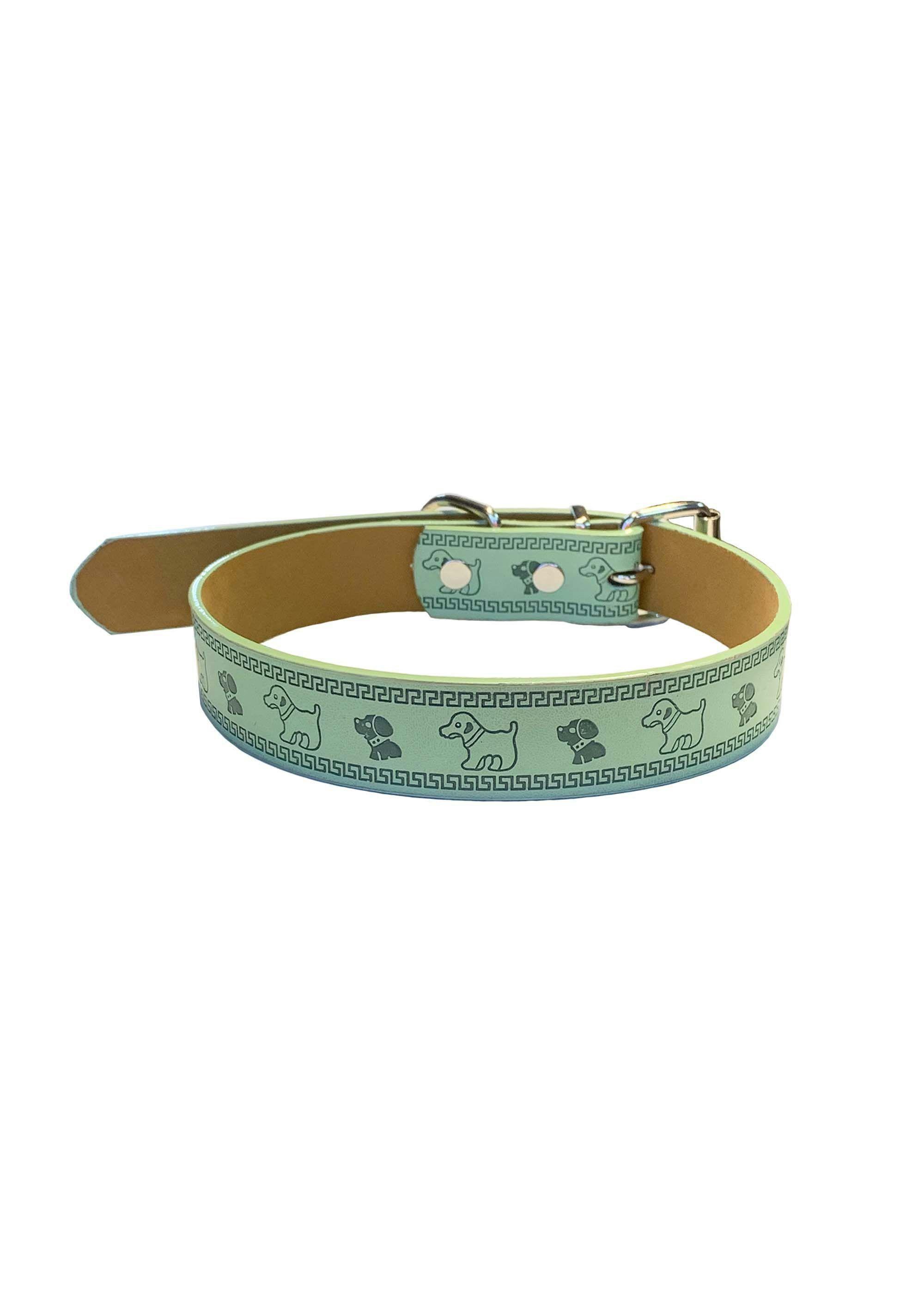 Collar De Eco Cuero Verde Para Mascotas Perros Y Gatos-0