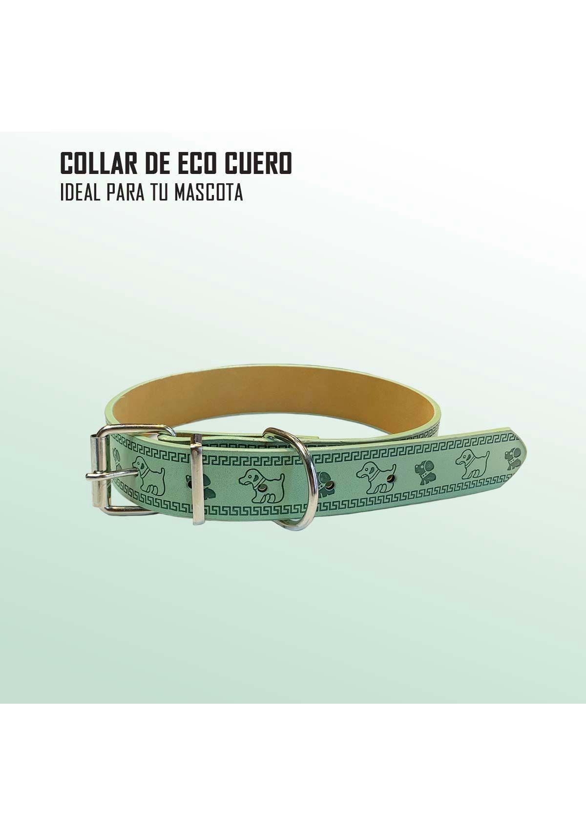Collar De Eco Cuero Verde Para Mascotas Perros Y Gatos-1