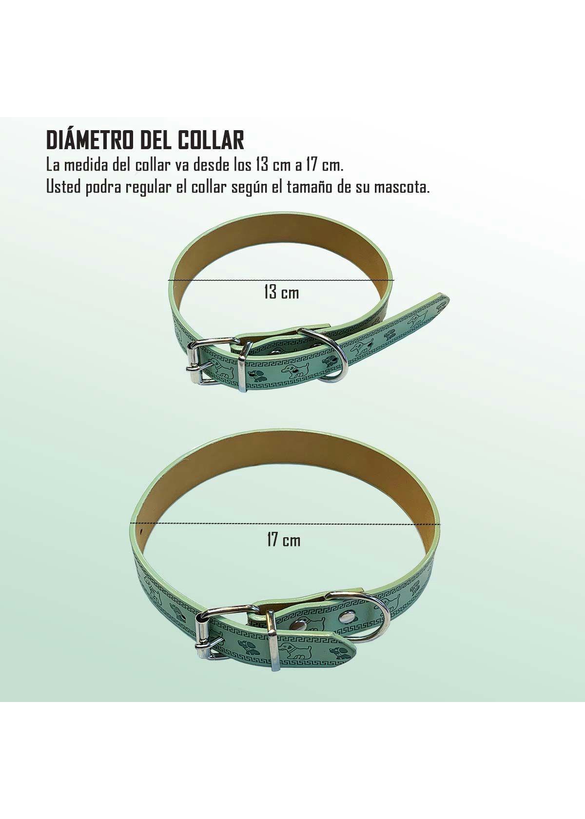 Collar De Eco Cuero Verde Para Mascotas Perros Y Gatos-2