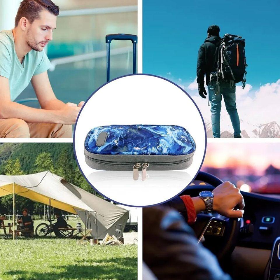 Bolso Estuche Portatil De Viaje Insulina Cooler Refrigerante Mármol Azul-5
