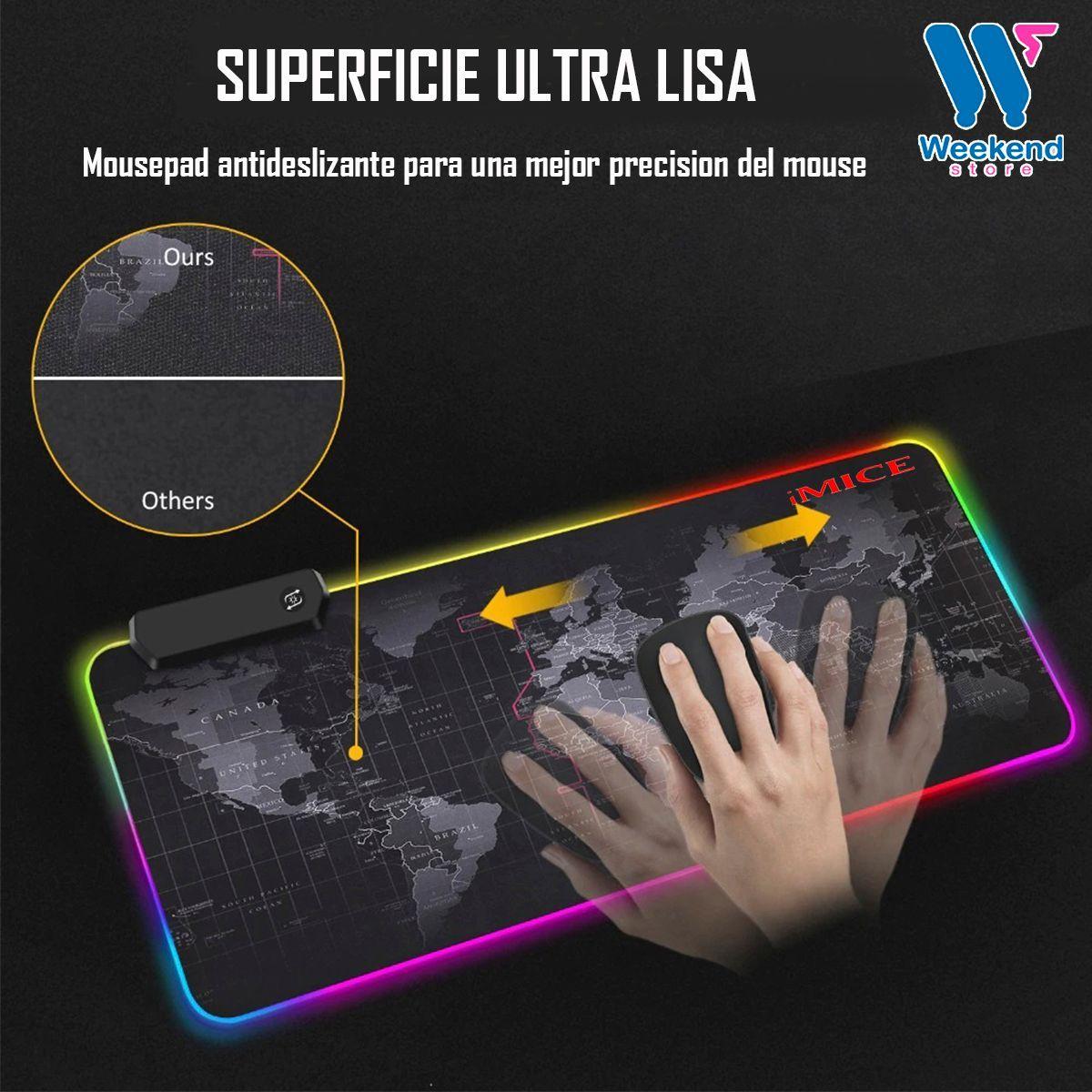 Mousepad Gamer Led Rgb Usb 80x30cm Imice Pd-06 Mapa Mundial-6