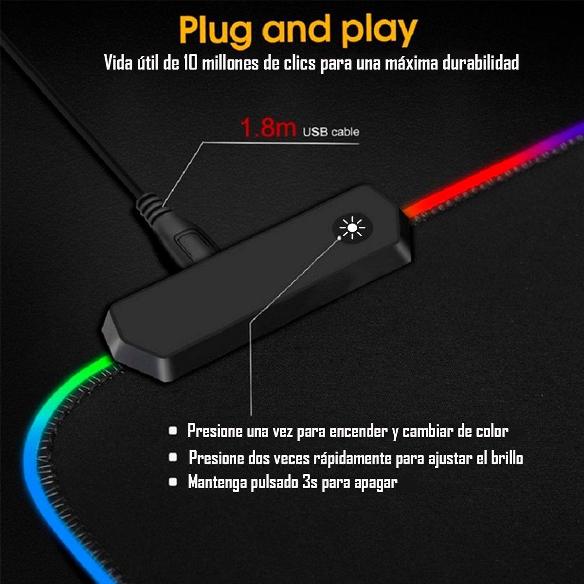 Mousepad Gamer Led Rgb Usb 80x30cm Imice Pd-06 Mapa Mundial-3