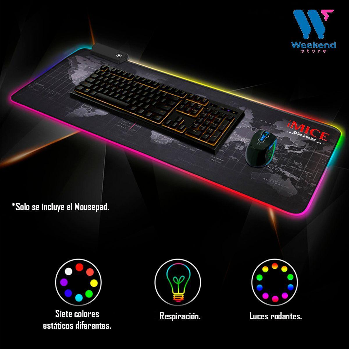 Mousepad Gamer Led Rgb Usb 80x30cm Imice Pd-06 Mapa Mundial-2