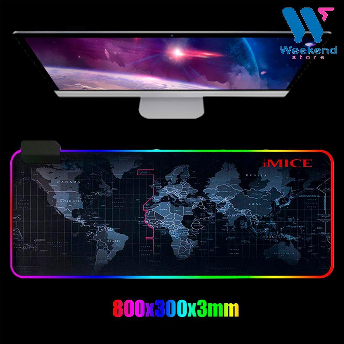 Mousepad Gamer Led Rgb Usb 80x30cm Imice Pd-06 Mapa Mundial-7