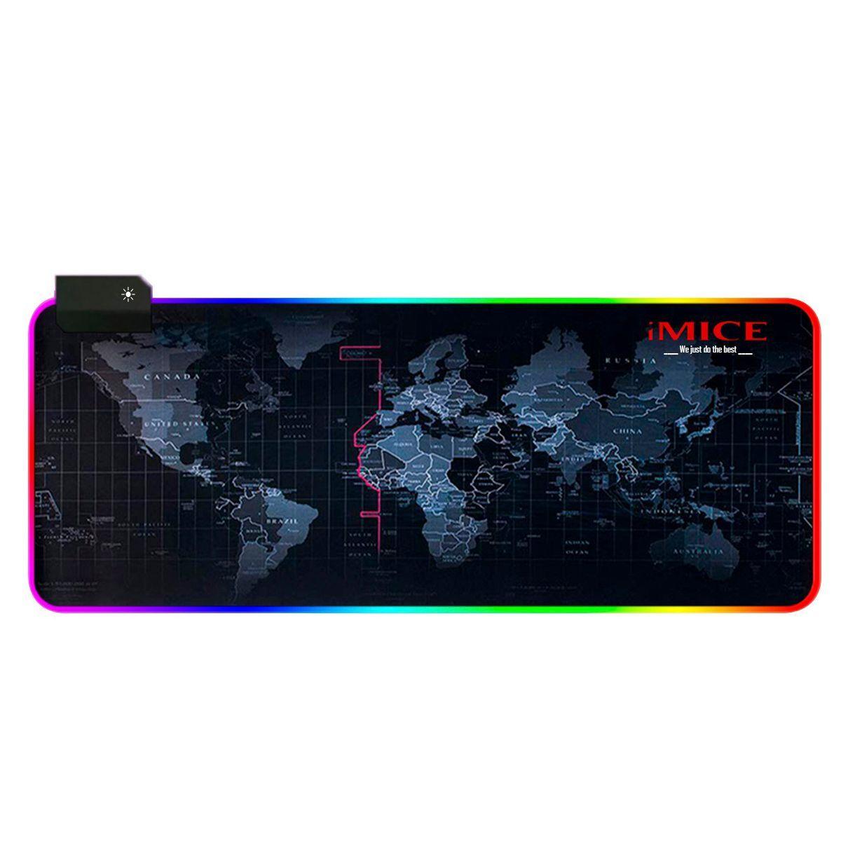 Mousepad Gamer Led Rgb Usb 80x30cm Imice Pd-06 Mapa Mundial-0