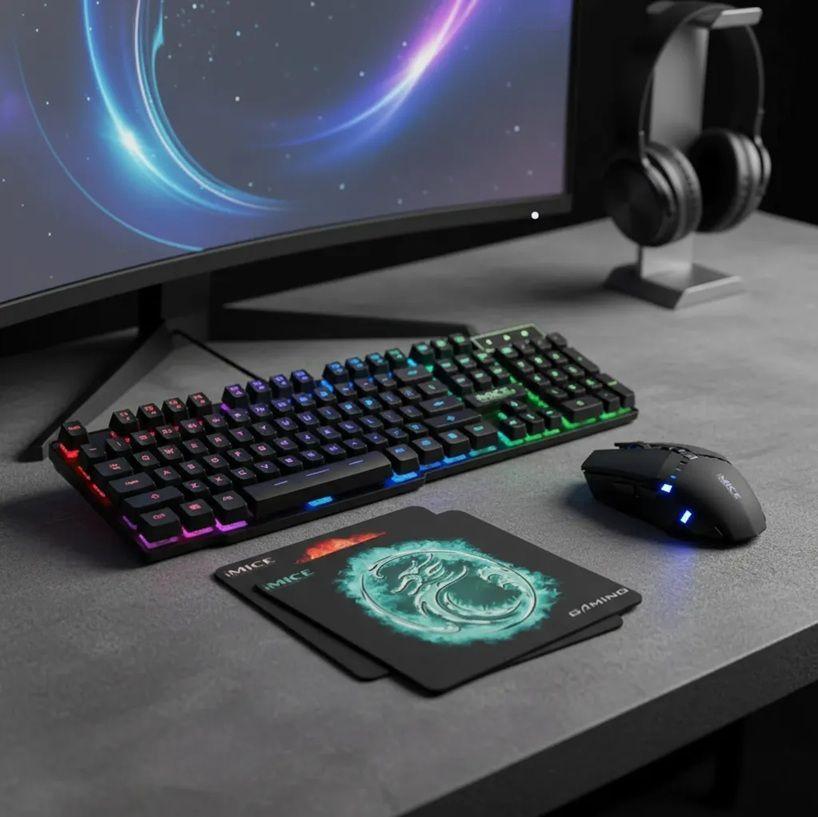 Pack Imice Gamer Teclado Ak600 + Mouse T80 + Mousepad S-6