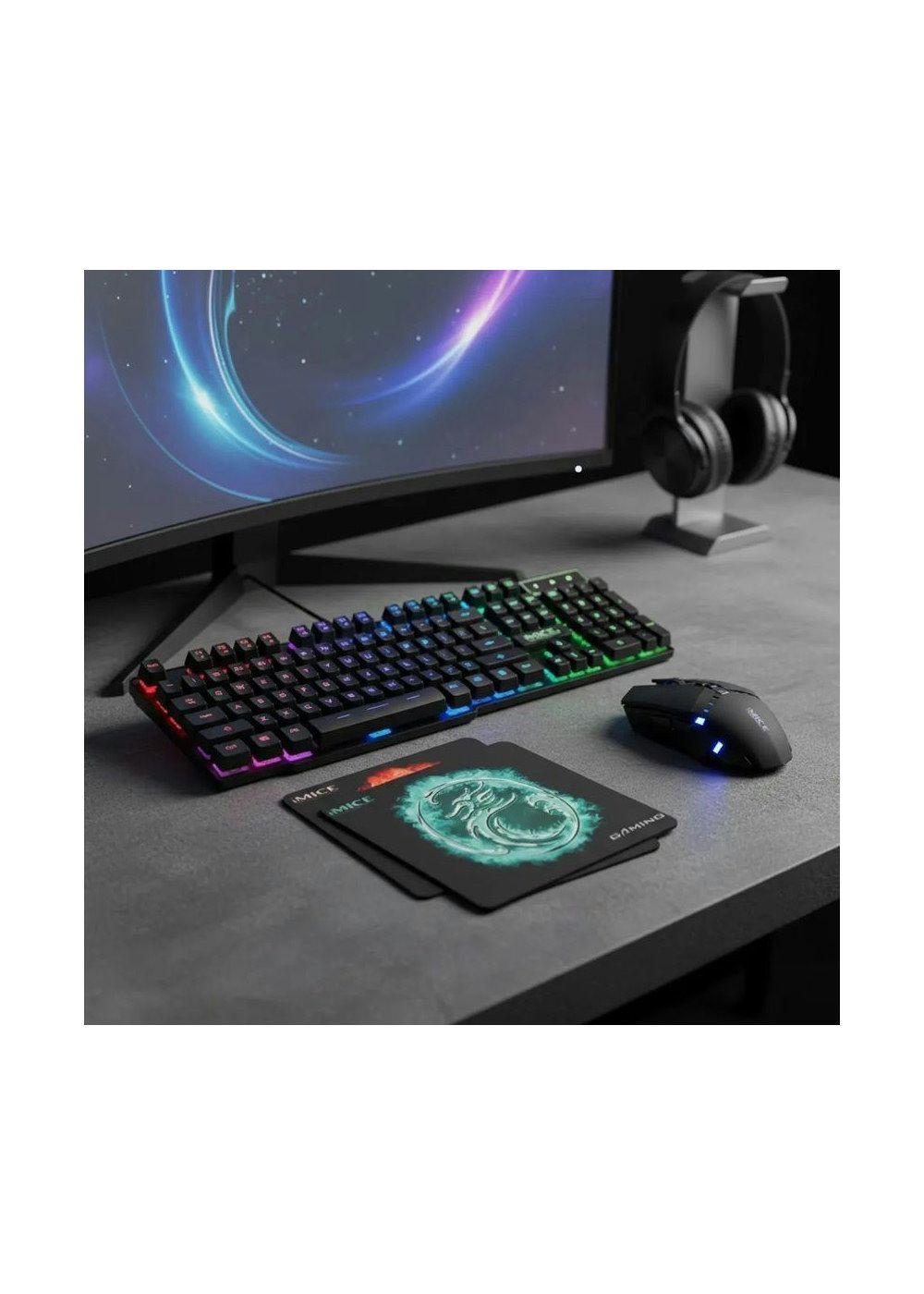 Pack Imice Gamer Teclado Ak600 + Mouse T80 + Mousepad S-6