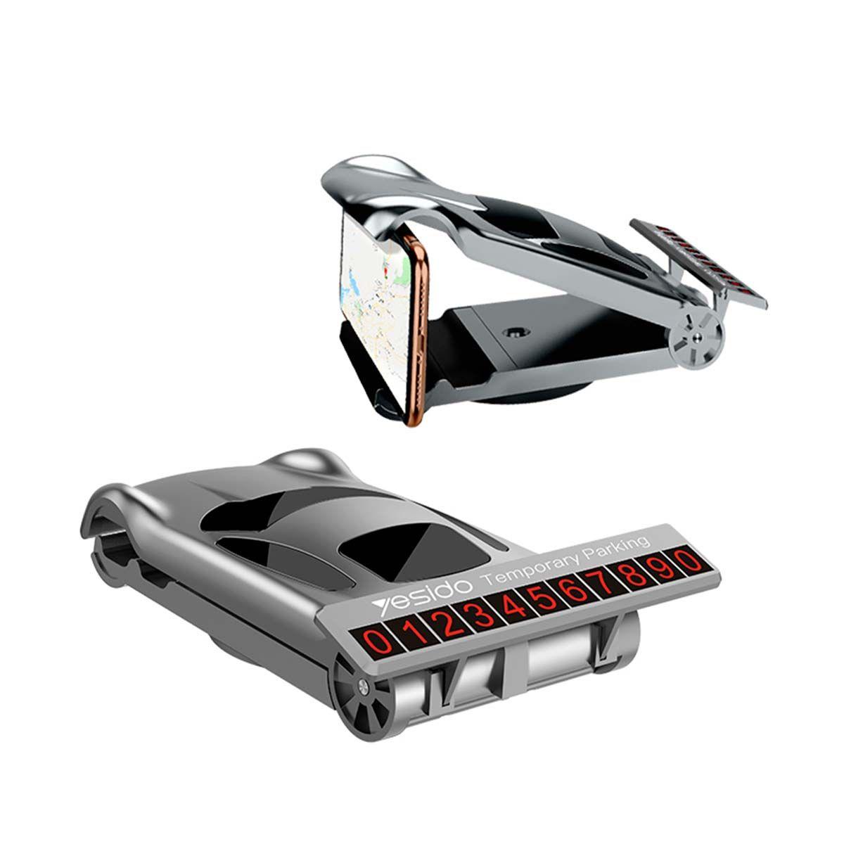 Soporte Celular Car Holder Auto Porta Teléfono Yesido C63 Gris-0