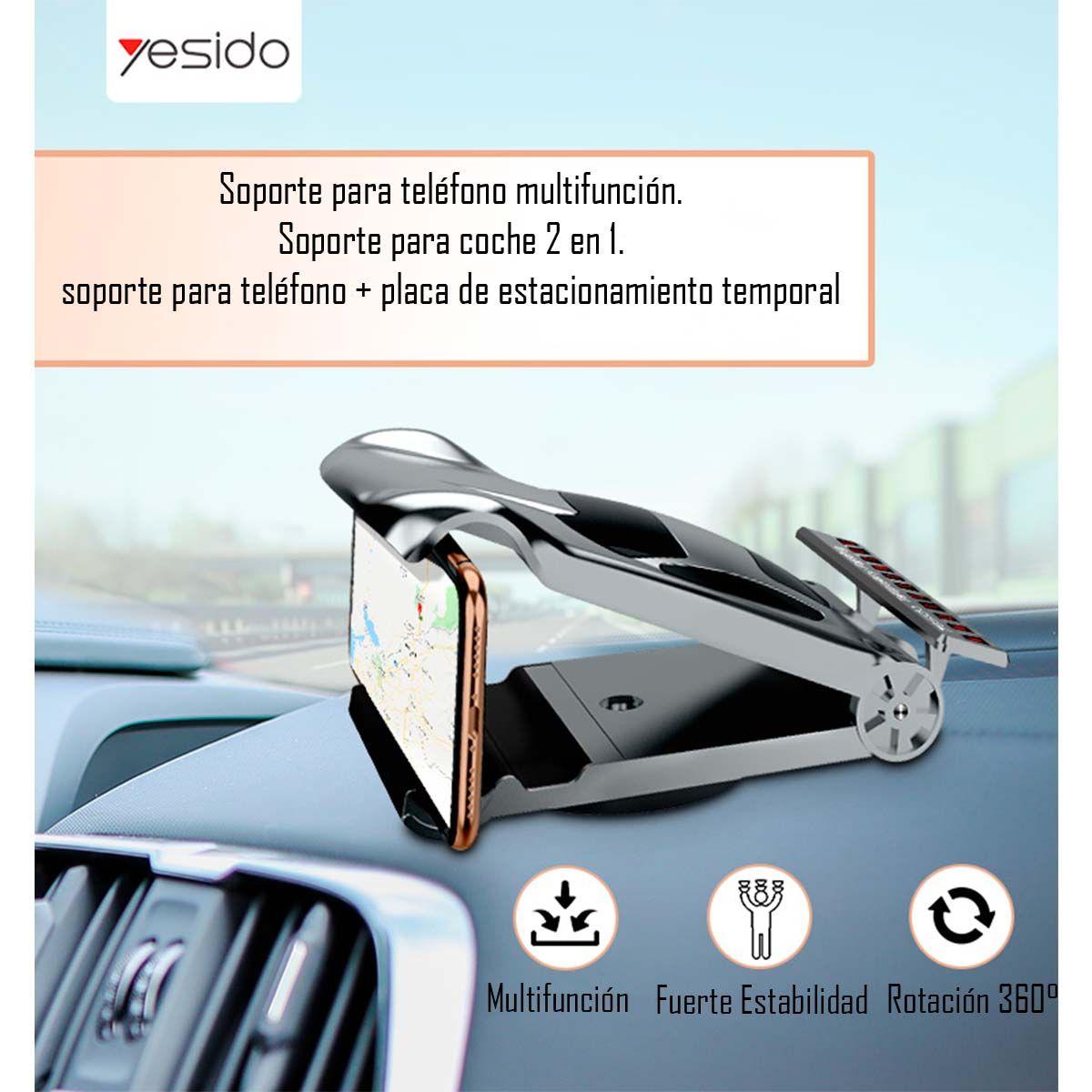 Soporte Celular Car Holder Auto Porta Teléfono Yesido C63 Gris-1