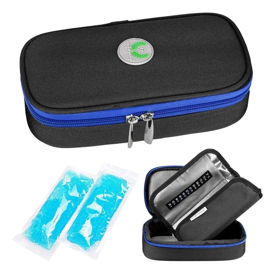 Bolso Estuche Porta Insulina Refrigerante Portatil De Viaje Tela Negro-3