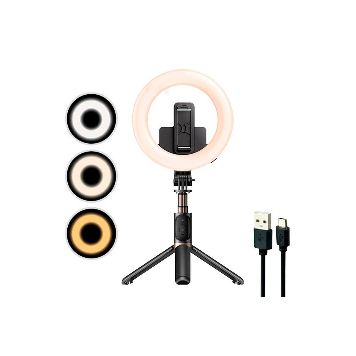 Kit Bluetooth Selfie Aro Led Tripode Recargable Yesido Sf12-2