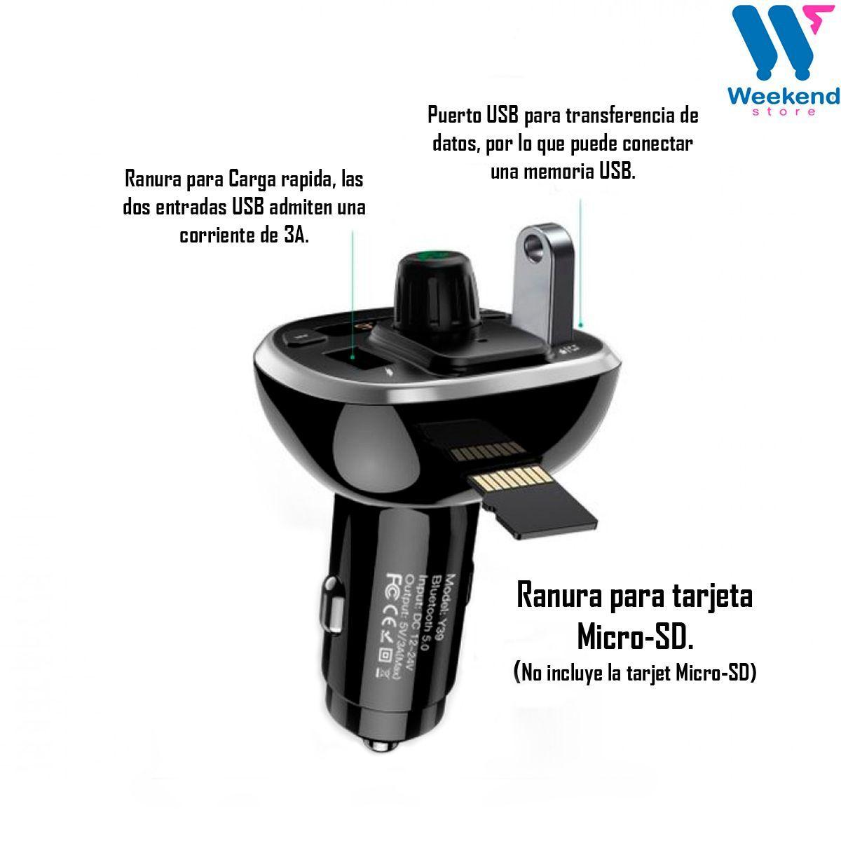 Transmisor Receptor Bluetooth Para Auto Carga Rápida, Fm Y39-5