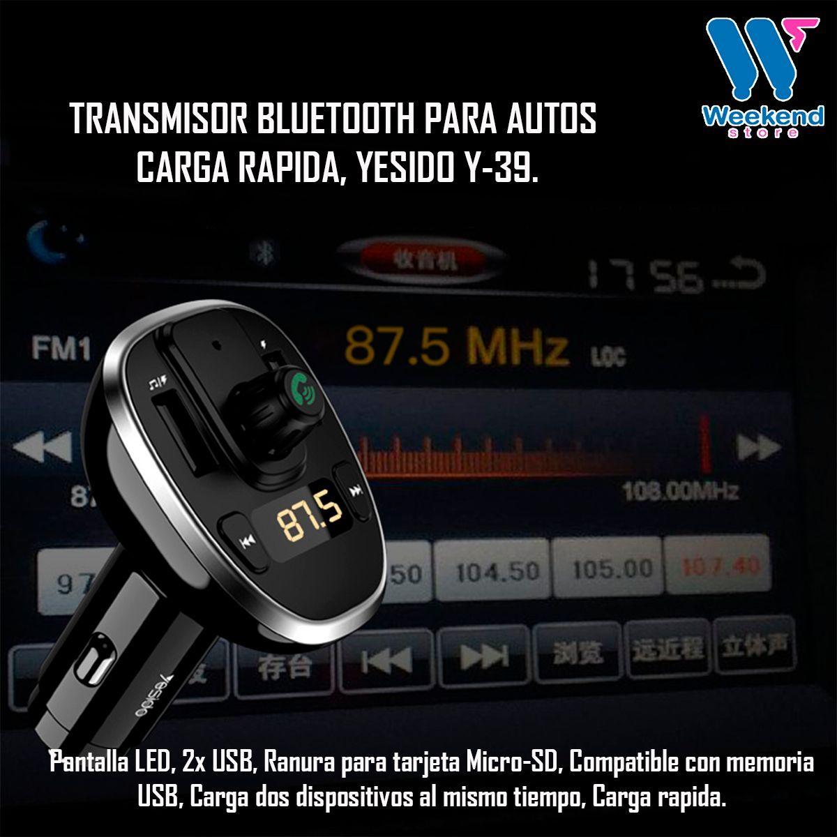 Transmisor Receptor Bluetooth Para Auto Carga Rápida, Fm Y39-1