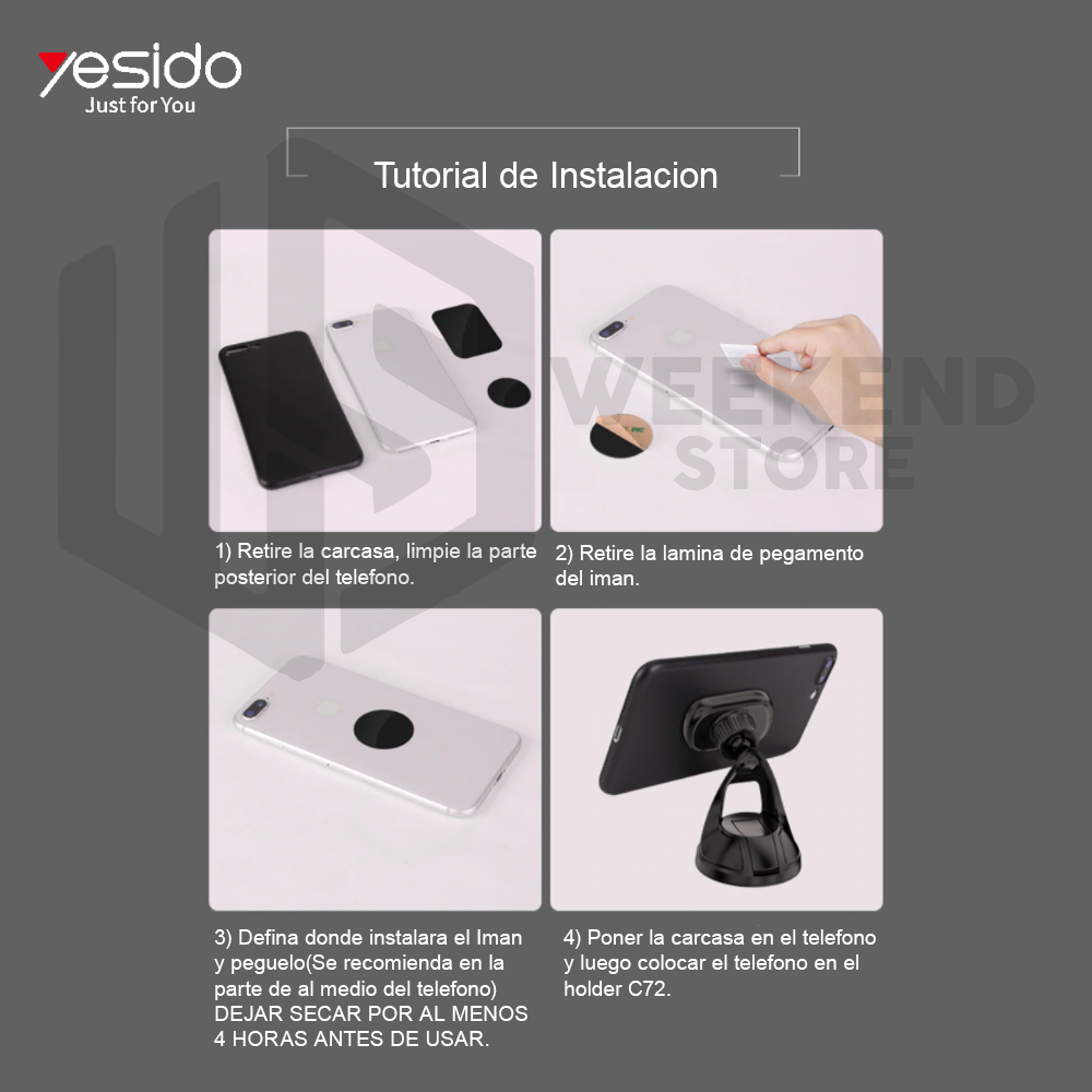 Soporte Holder Porta Celular Magnetico Yesido C72-3