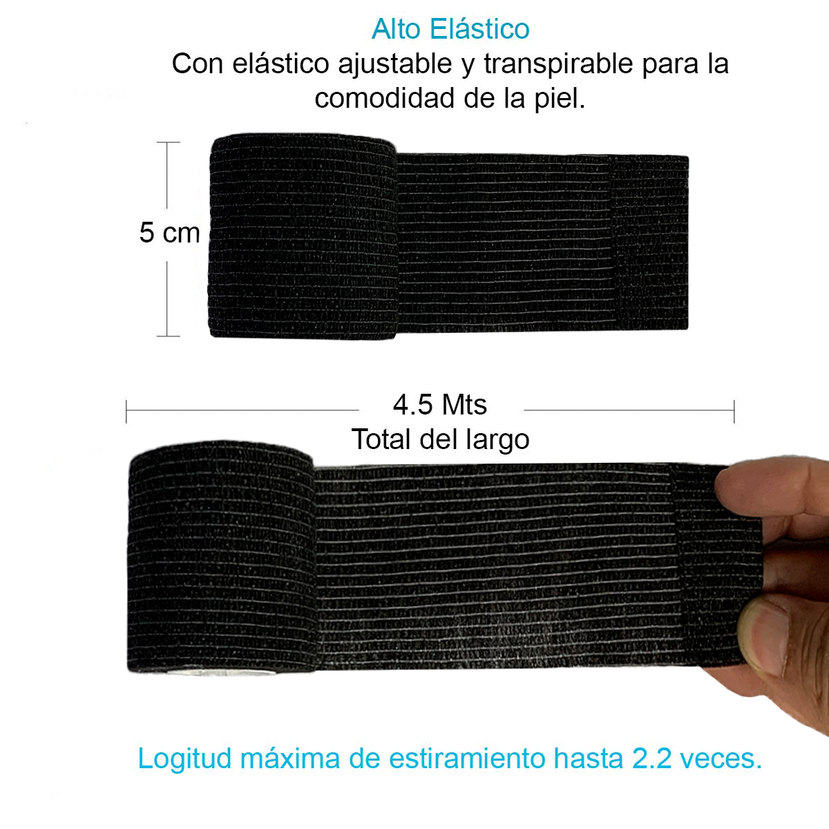 Venda Autoadherente Compatible Con Coban 10cm X 4.5mt- 1 Und Negro-2