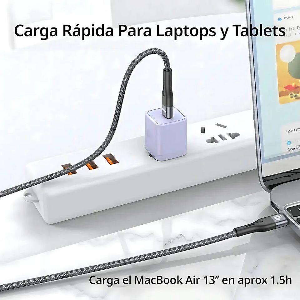 Cable Usb Tipo C A Usb C Largo 1 Metro 60w Para iPhone Samsung Yesido CA156 Negro-2